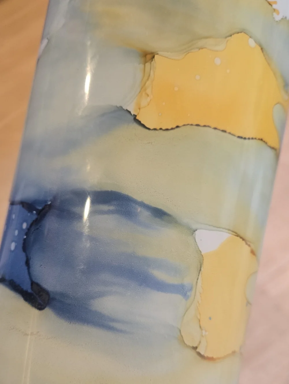 Tall Cylinder Multi-Color Marble Swirl Design Glass Vase